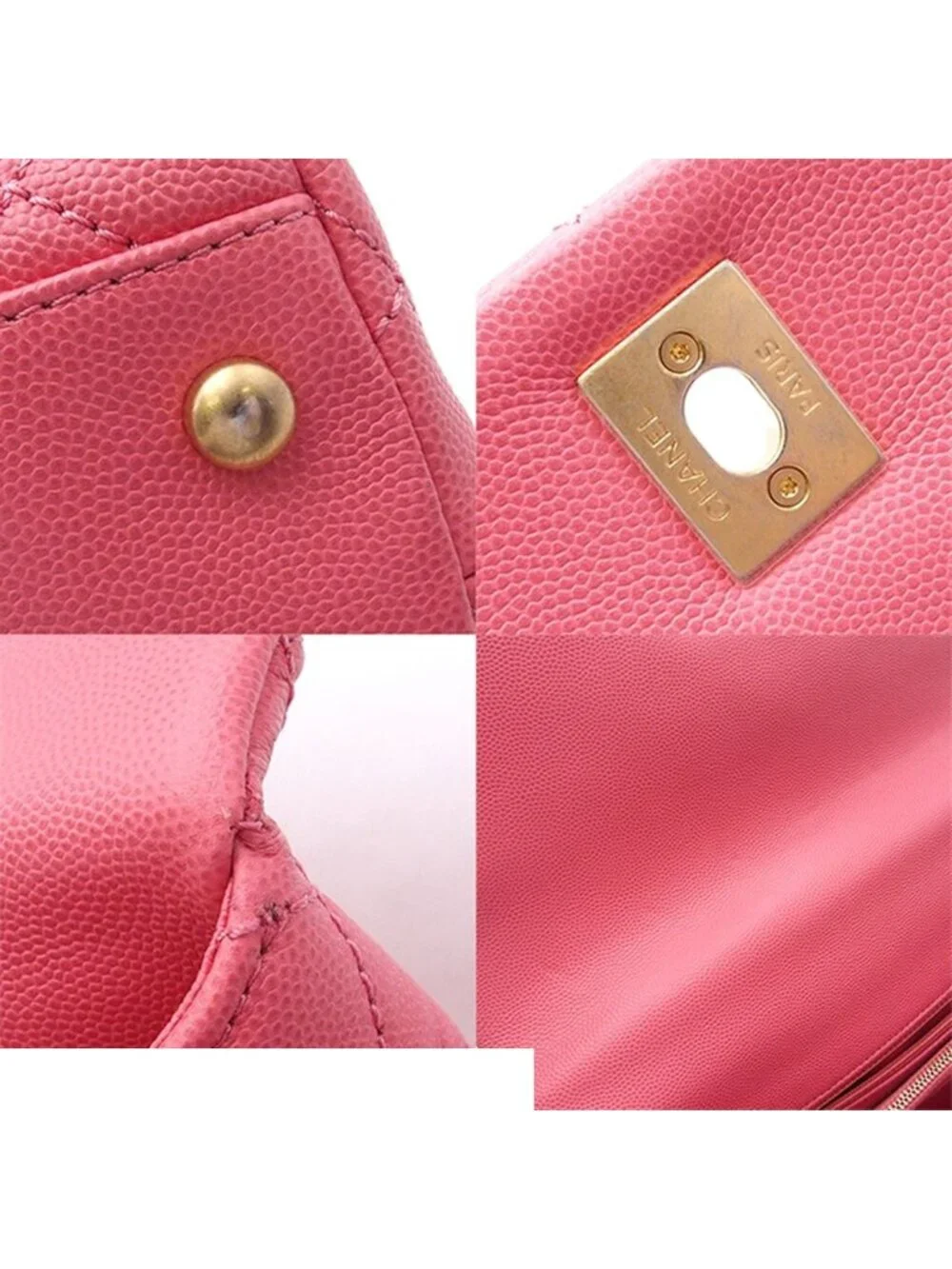 Chanel Coco Handle 29 Quilted Pink Gold Caviar Leather 2-Way Shoulder Bag
